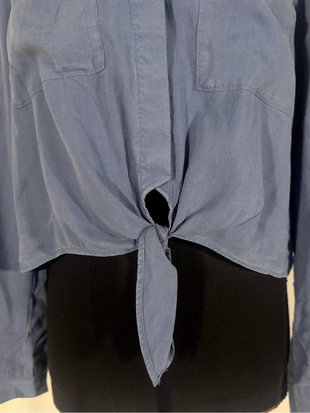 Cloth & Stone Blue Tie-Front Surf Shirt - Picture 7 of 10
